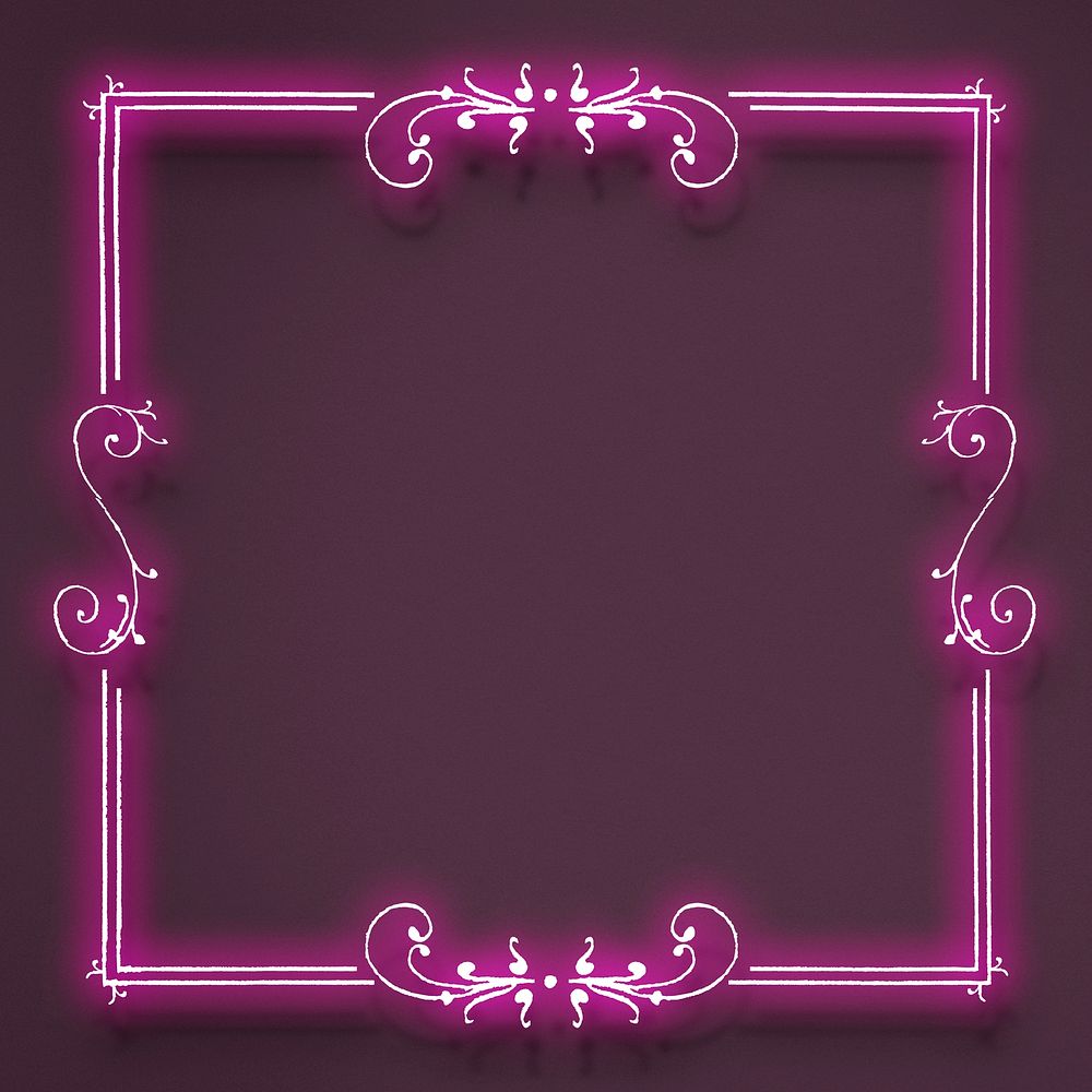 Pink neon vintage filigree frame