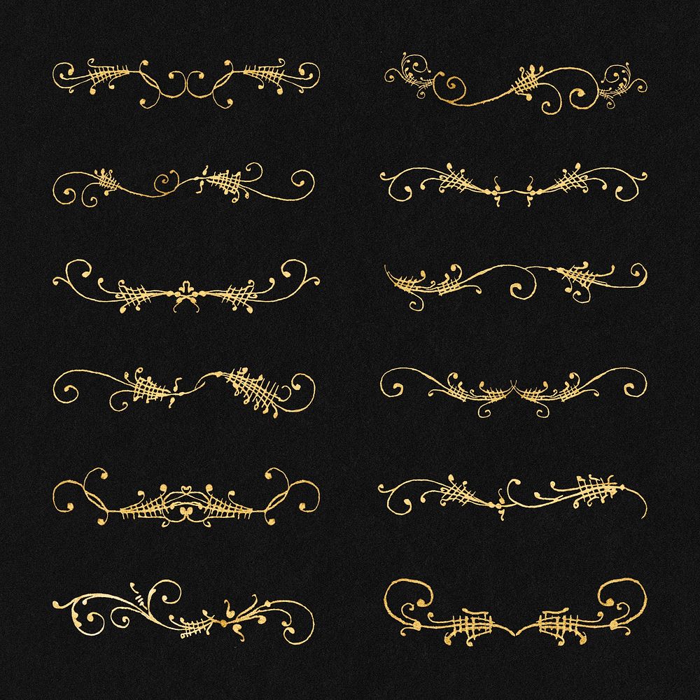 Vintage gold divider set, remix from The Model Book of Calligraphy Joris Hoefnagel and Georg Bocskay