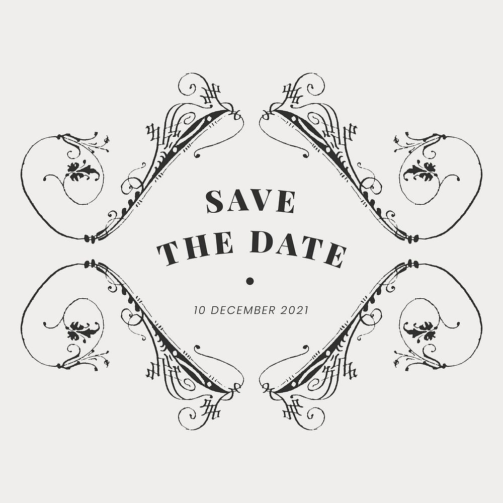 Save the date vector vintage black badge emblem