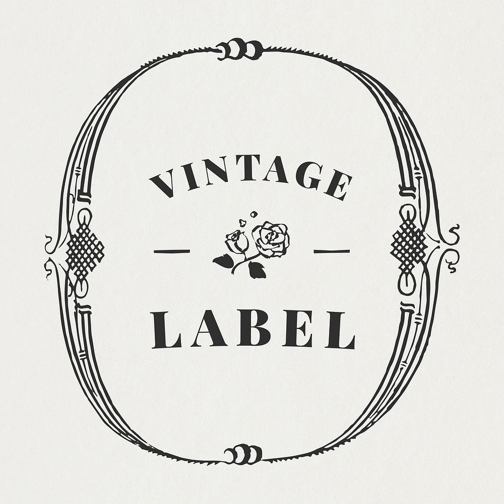 Vintage ornamental label emblem on white