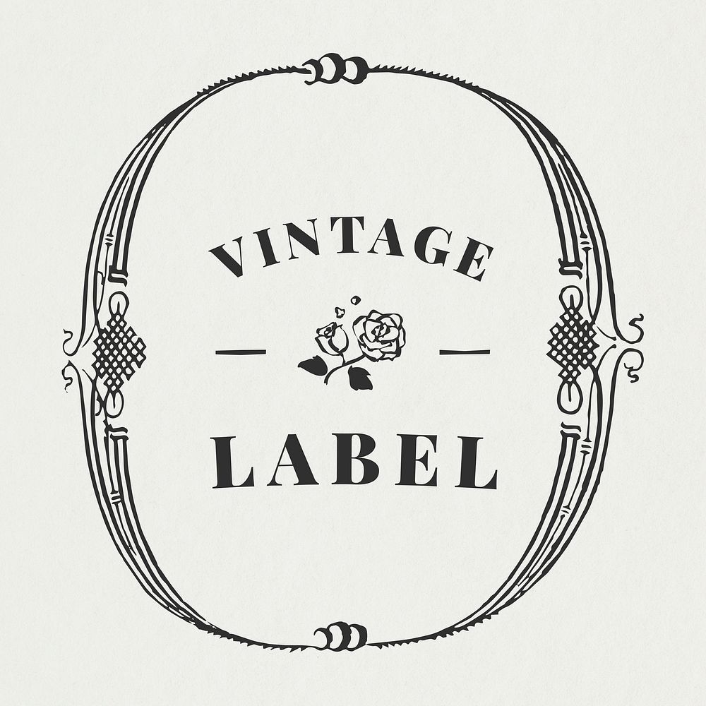 Black vintage psd label ornamental badge