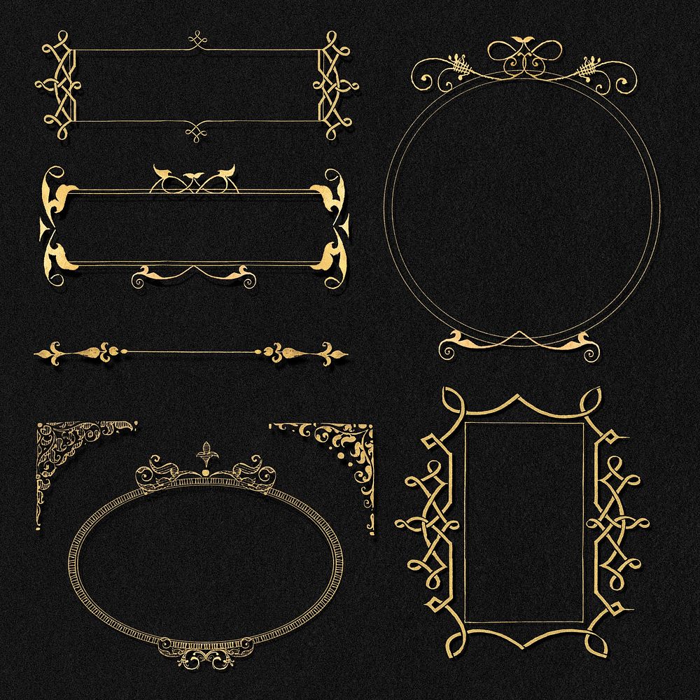 Vintage psd Victorian frame border ornament collection, remix from The Model Book of Calligraphy Joris Hoefnagel and Georg…