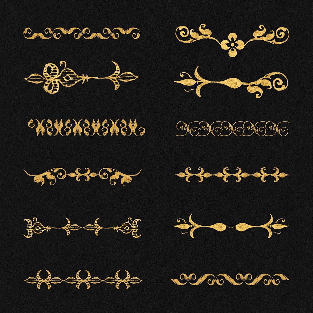 Vintage gold divider psd element set, remix from The Model Book of Calligraphy Joris Hoefnagel and Georg Bocskay