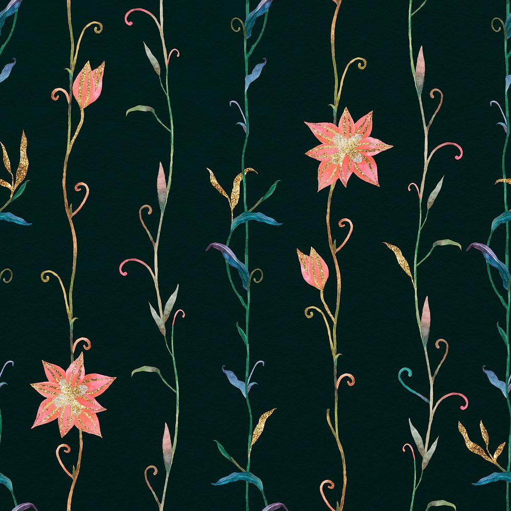 Floral seamless patterned background psd