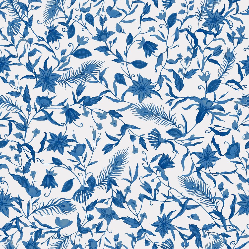 Blue flower seamless pattern vector