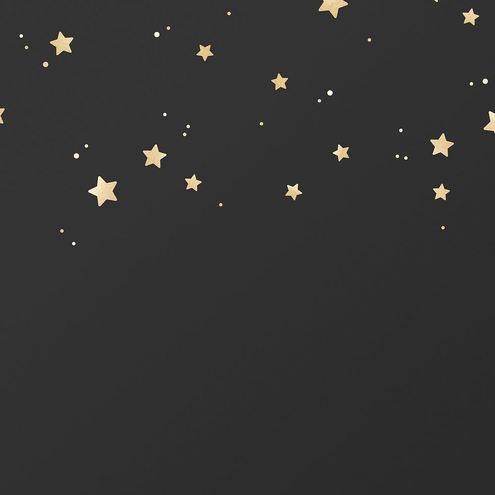 Golden psd shimmery stars pattern on black background
