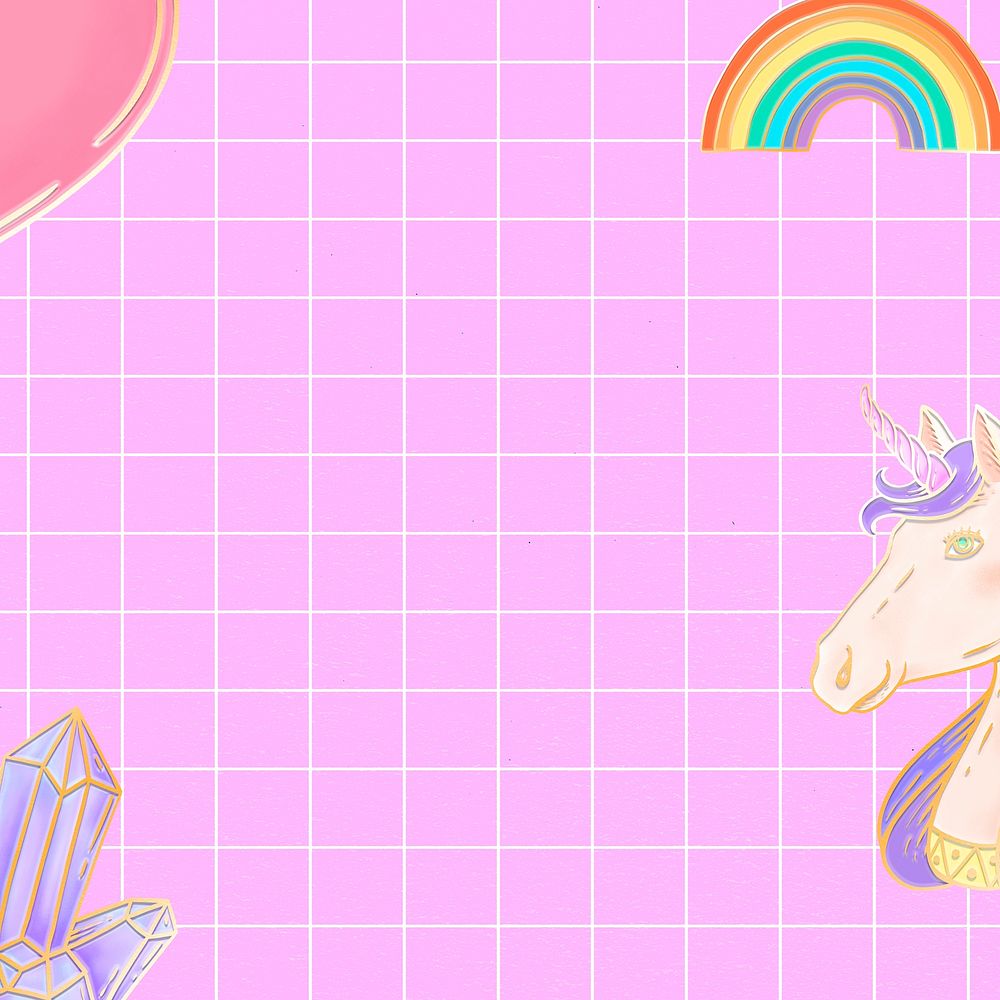 Hot pink pony psd rainbow grid aesthetic