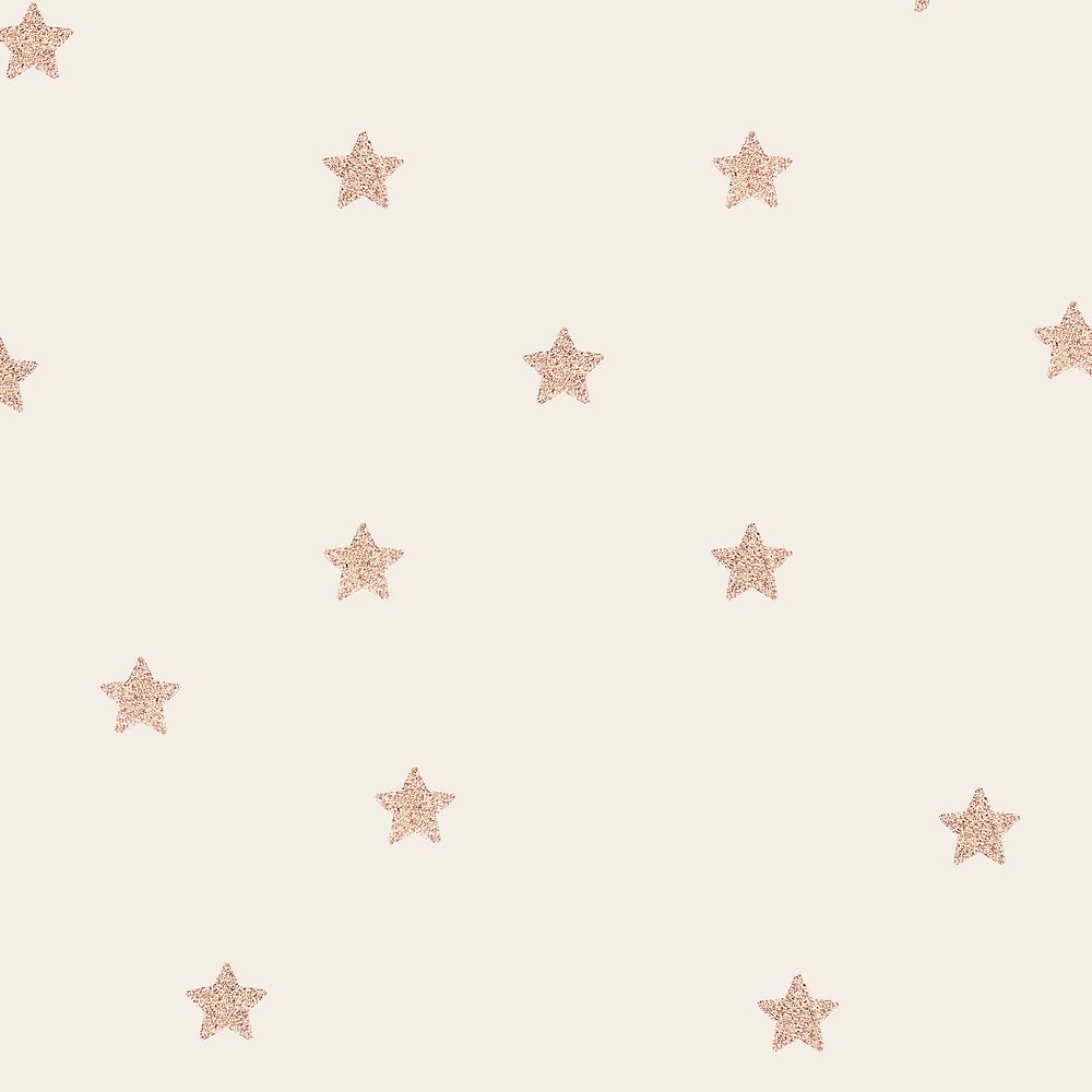 Rose gold glittery stars psd pattern on beige background