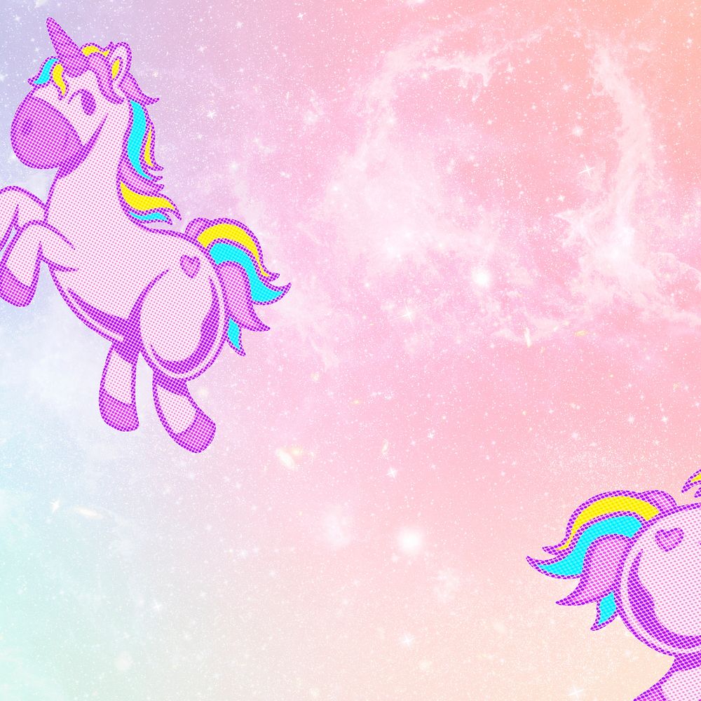 Psd colorful unicorn dreamy pastel glittery pattern