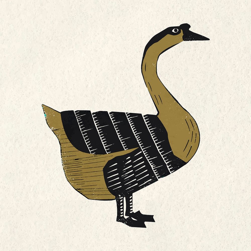 Wildlife animal goose gold black stencil pattern