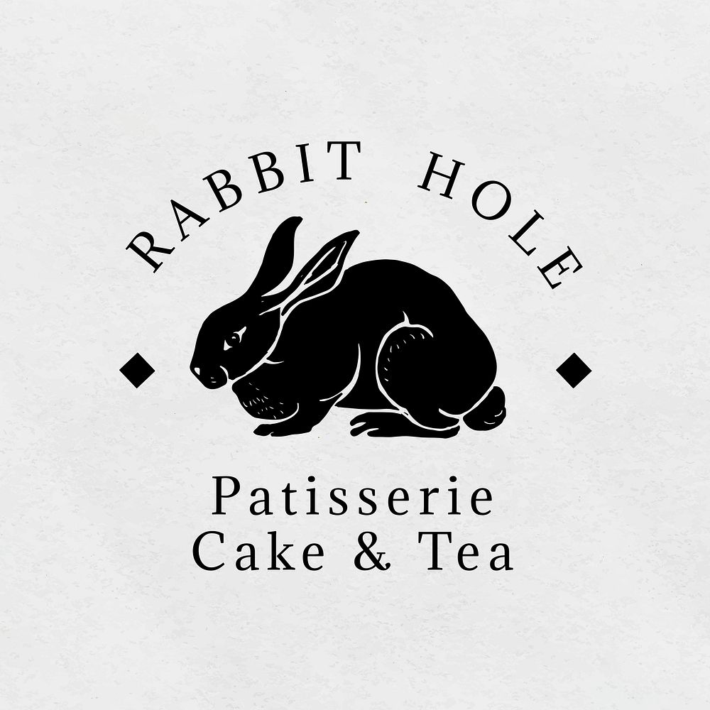 Vintage rabbit logo psd editable template