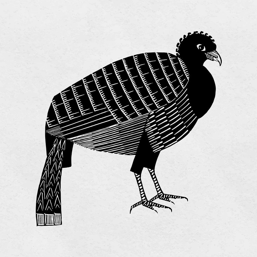 Black bird vintage woodcut hand drawn