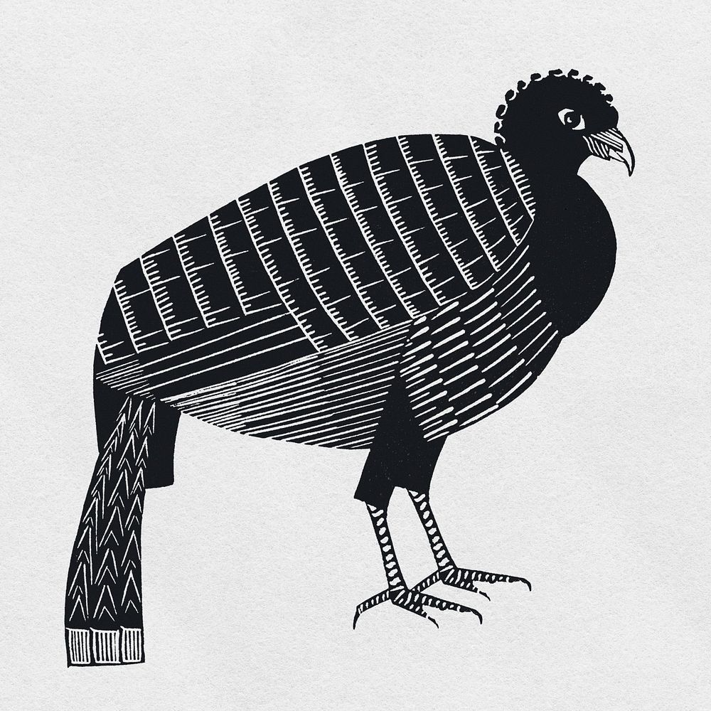 Black bird psd vintage woodcut hand drawn