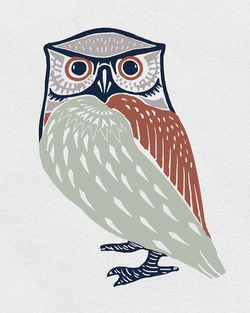Colorful owl psd bird vintage stencil pattern