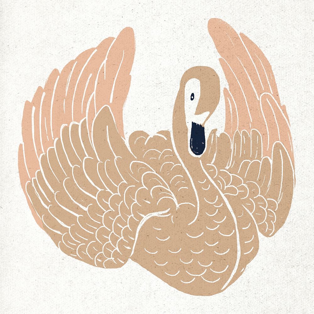 Beige swan bird vintage stencil pattern
