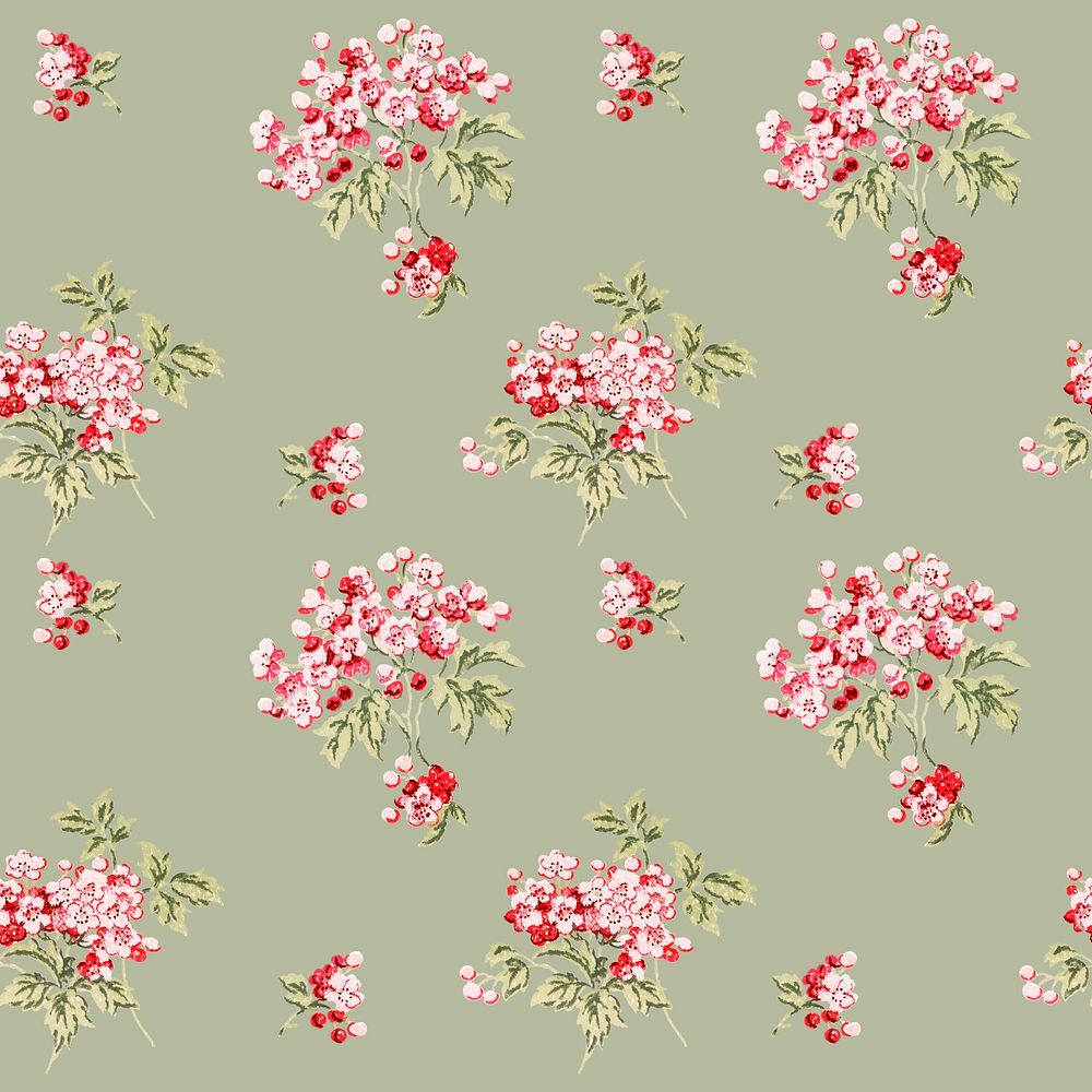 Psd colorful verbena flower  pattern vintage background