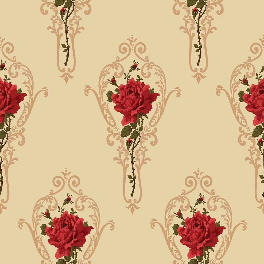 Psd res rose floral pattern vintage background