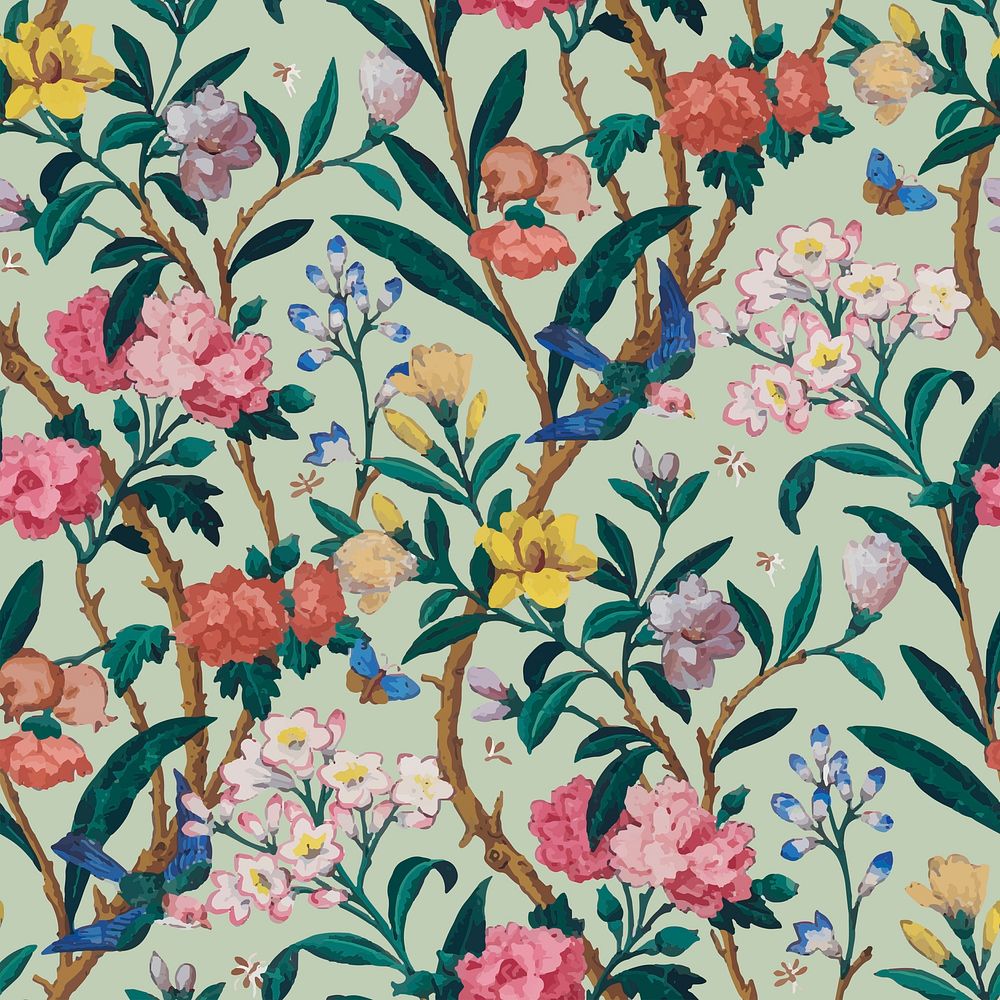 Vector pastel botanical pattern vintage  background