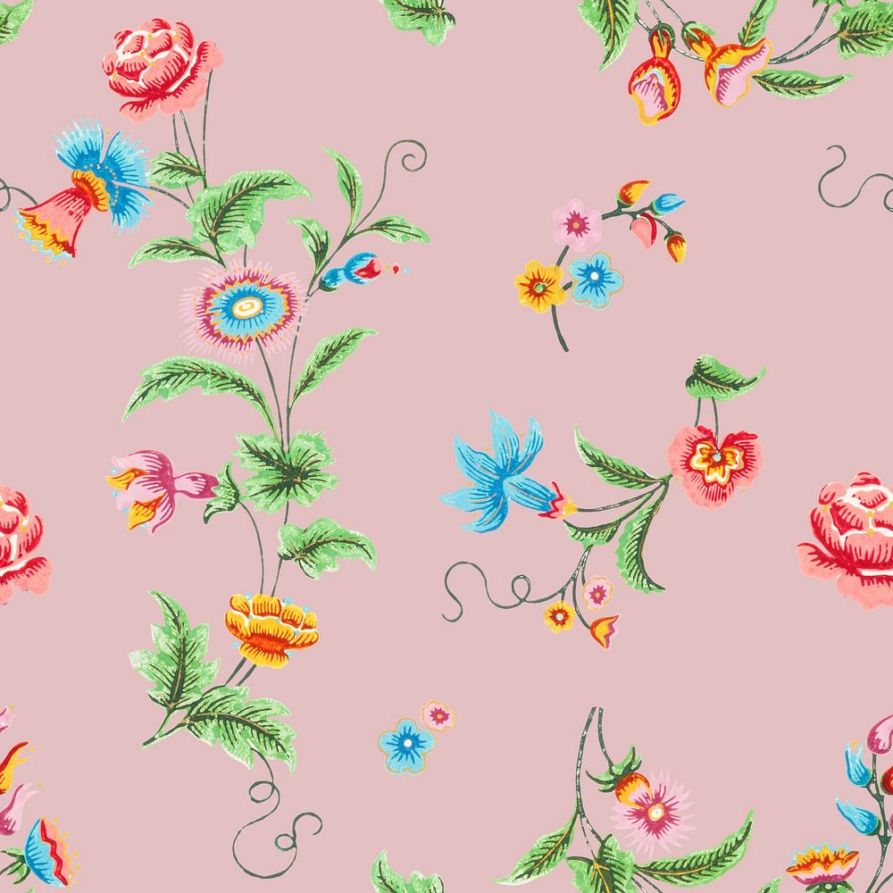 Psd pastel floral pattern vintage background