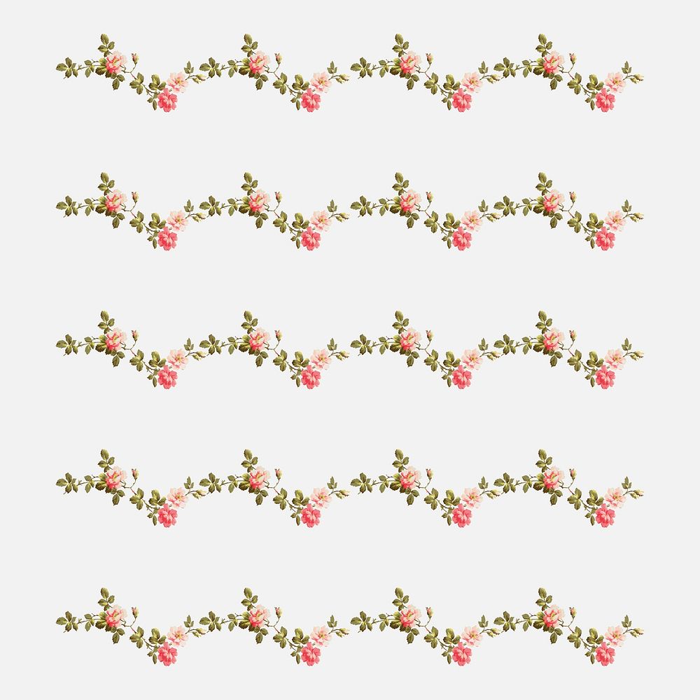 Rose flower pattern brush stroke vector seamless vintage design