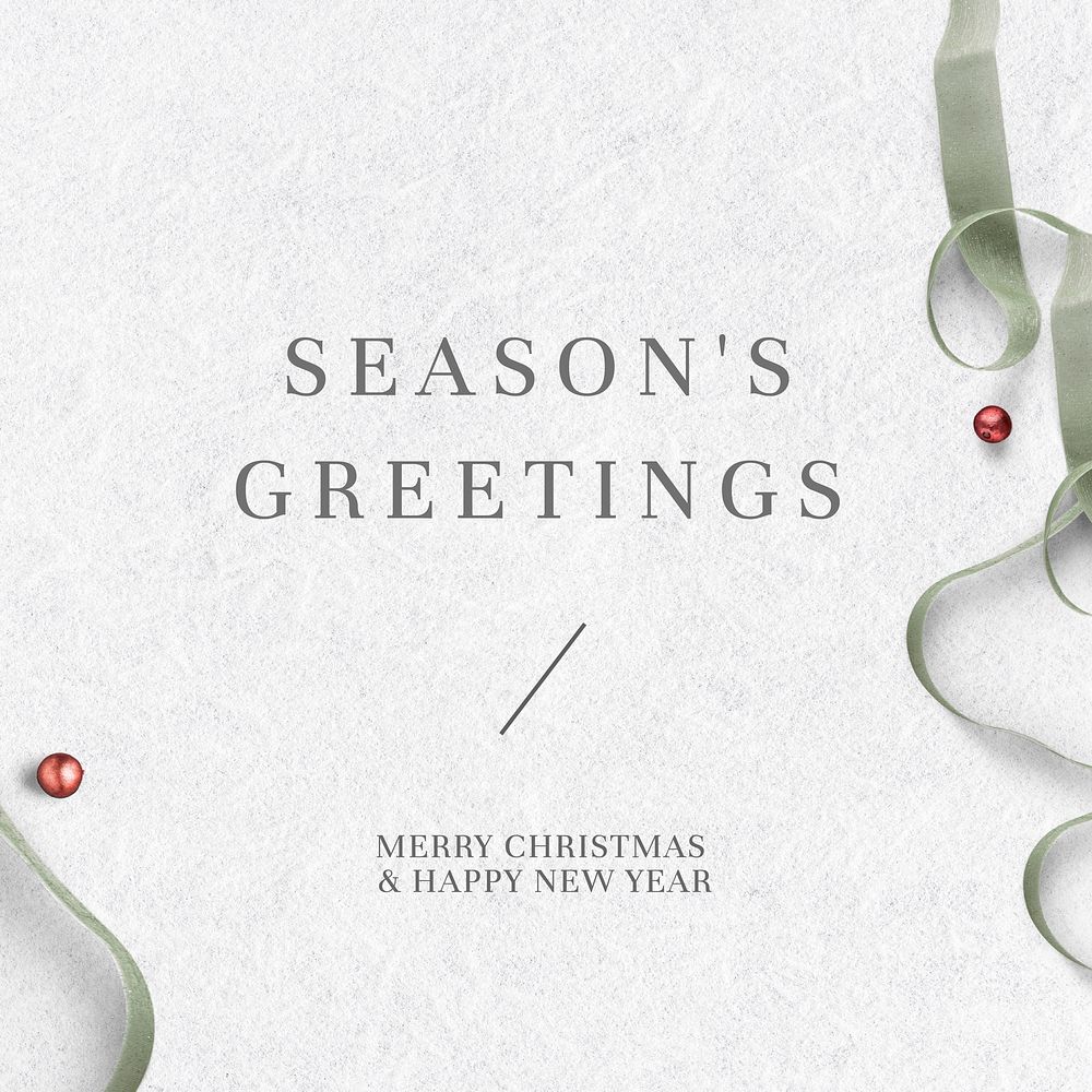 Season&rsquo;s greetings message vector ribbon pattern