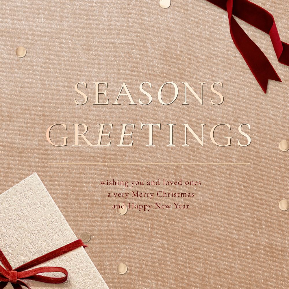 Season&rsquo;s greetings message vector Christmas background
