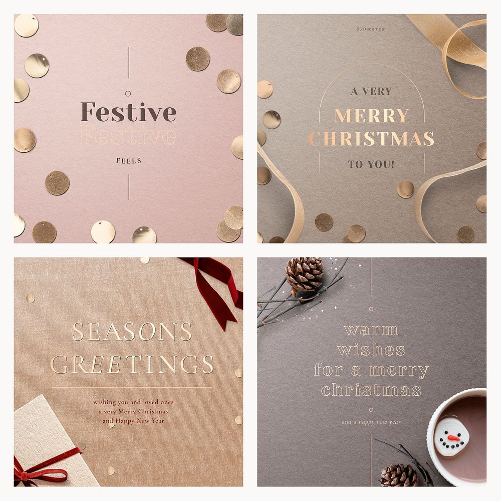 Christmas social media template vector set