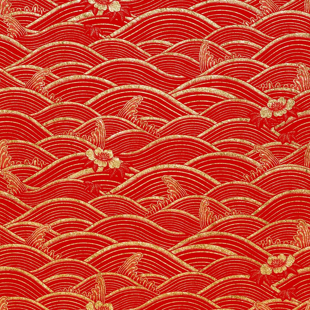 Chinese gold traditional wave pattern psd background