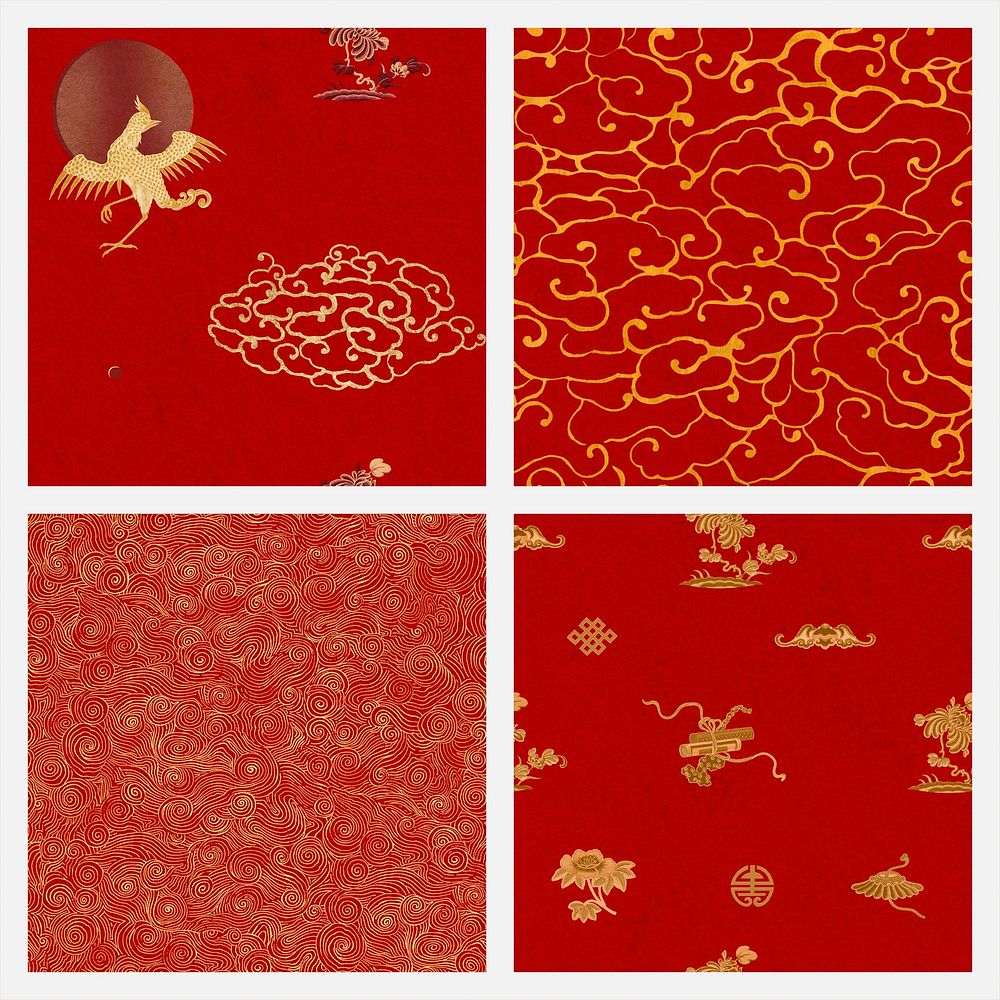Chinese gold traditional pattern psd background collection
