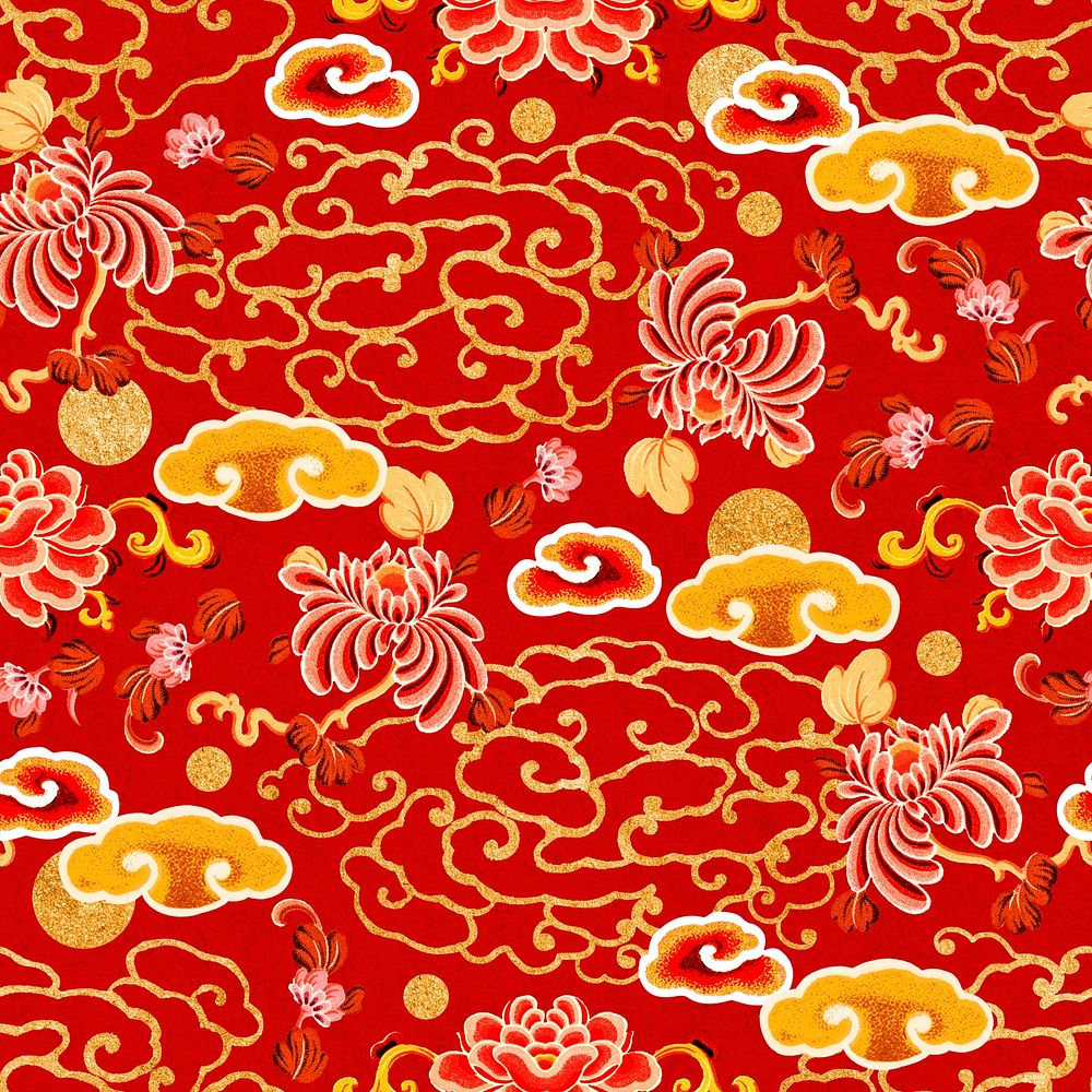 Psd gold Chinese cloud pattern oriental background