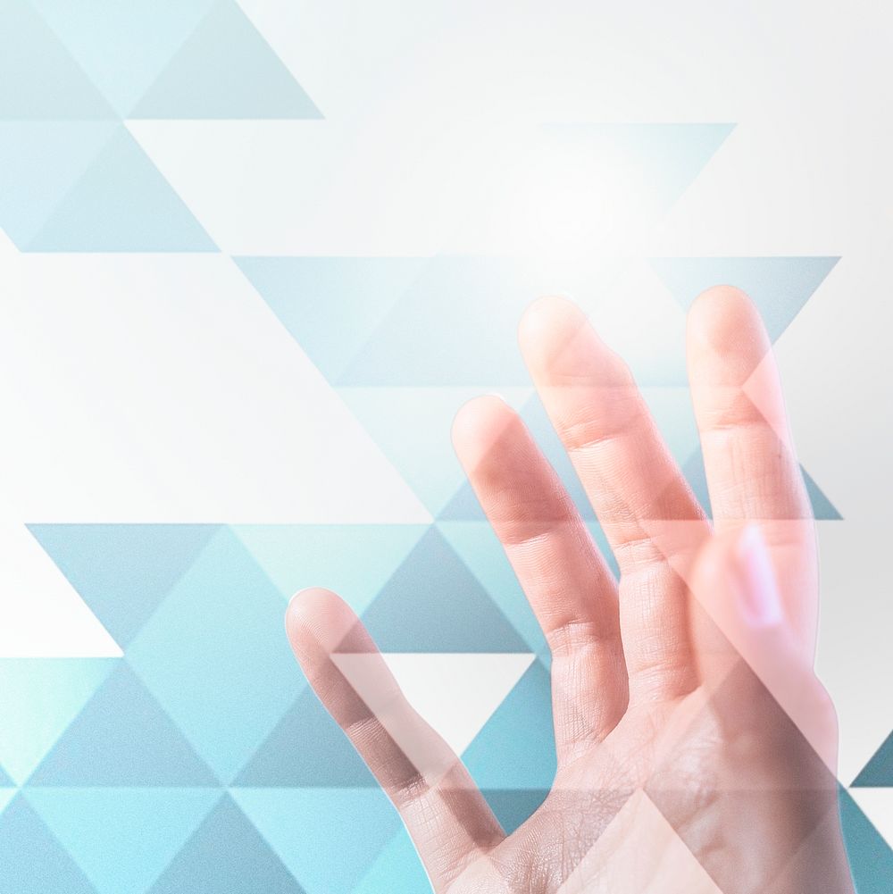 Hand touching interface digital background