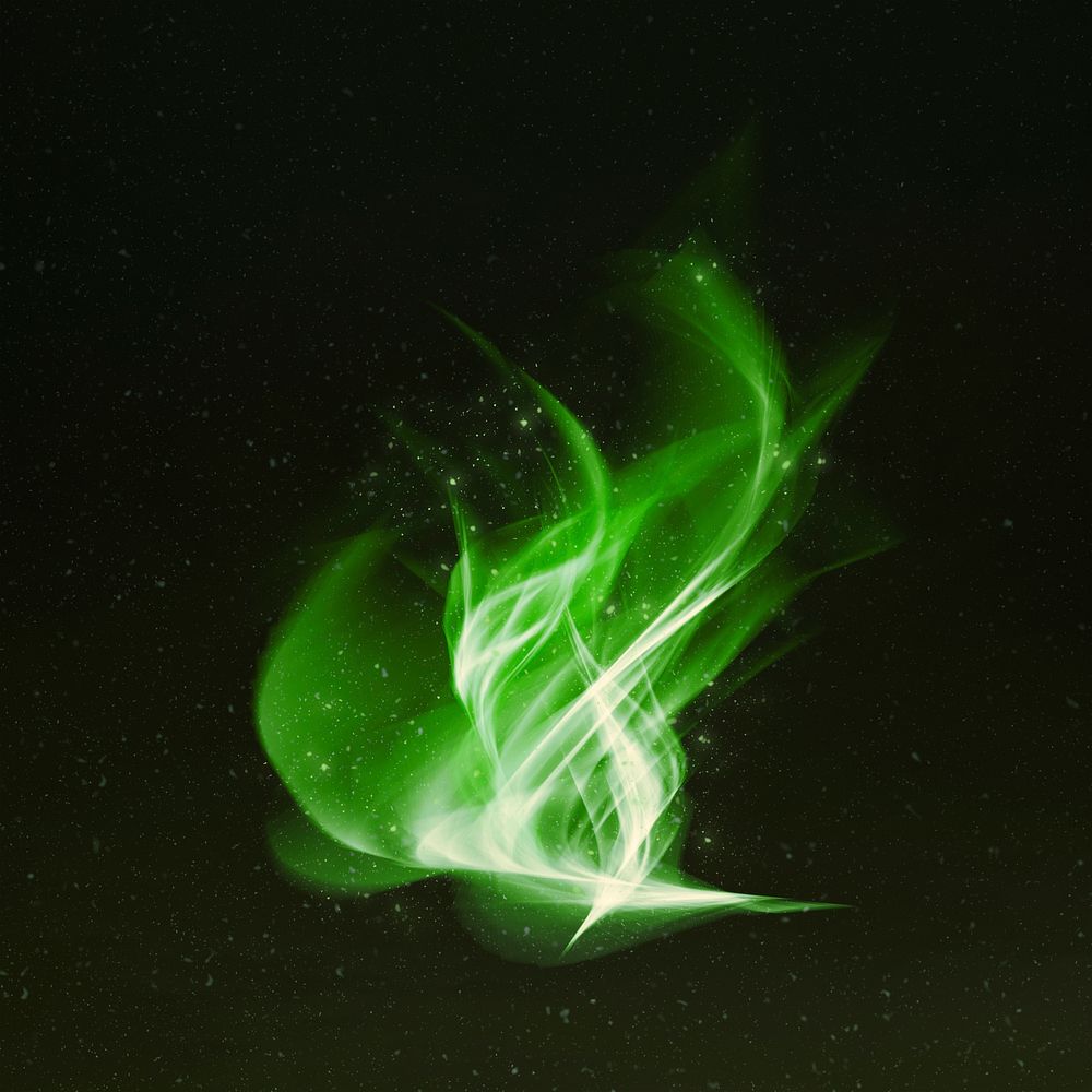 Retro green fire flame psd graphic
