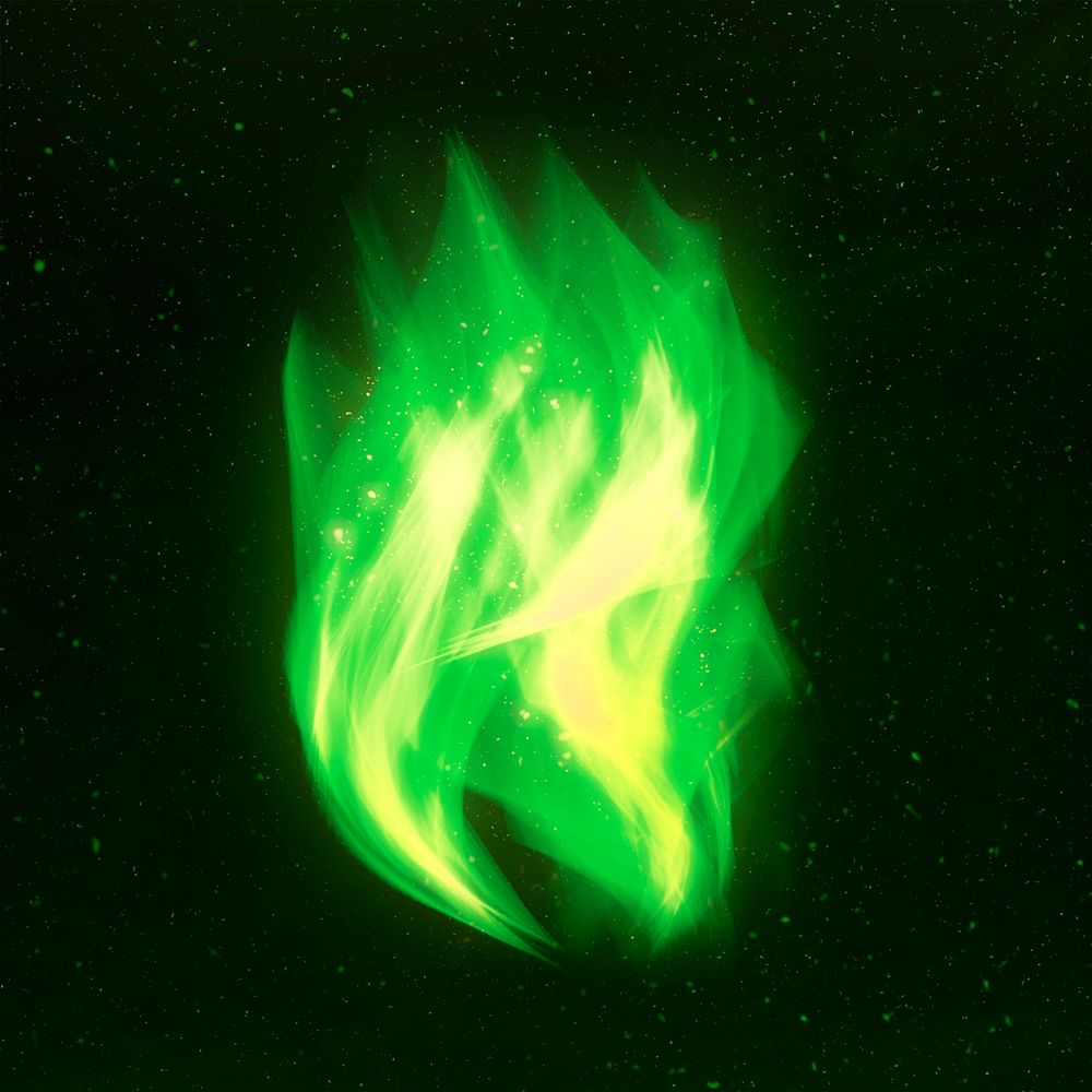 Retro green fire flame graphic element