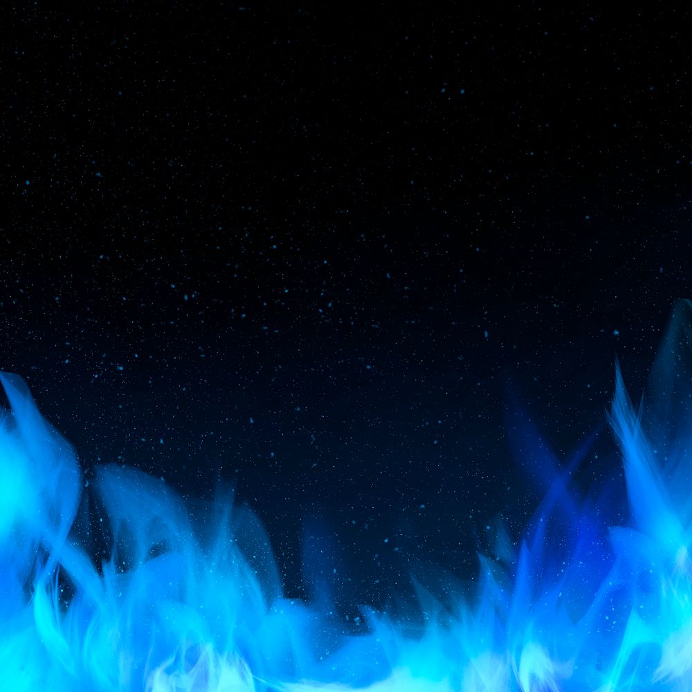 Dramatic blue fire flame border