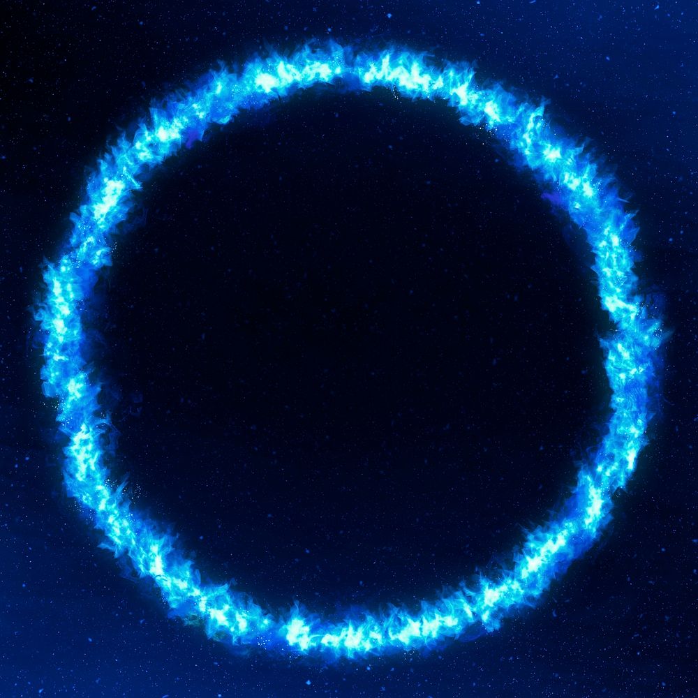Dramatic blue circle fire psd frame