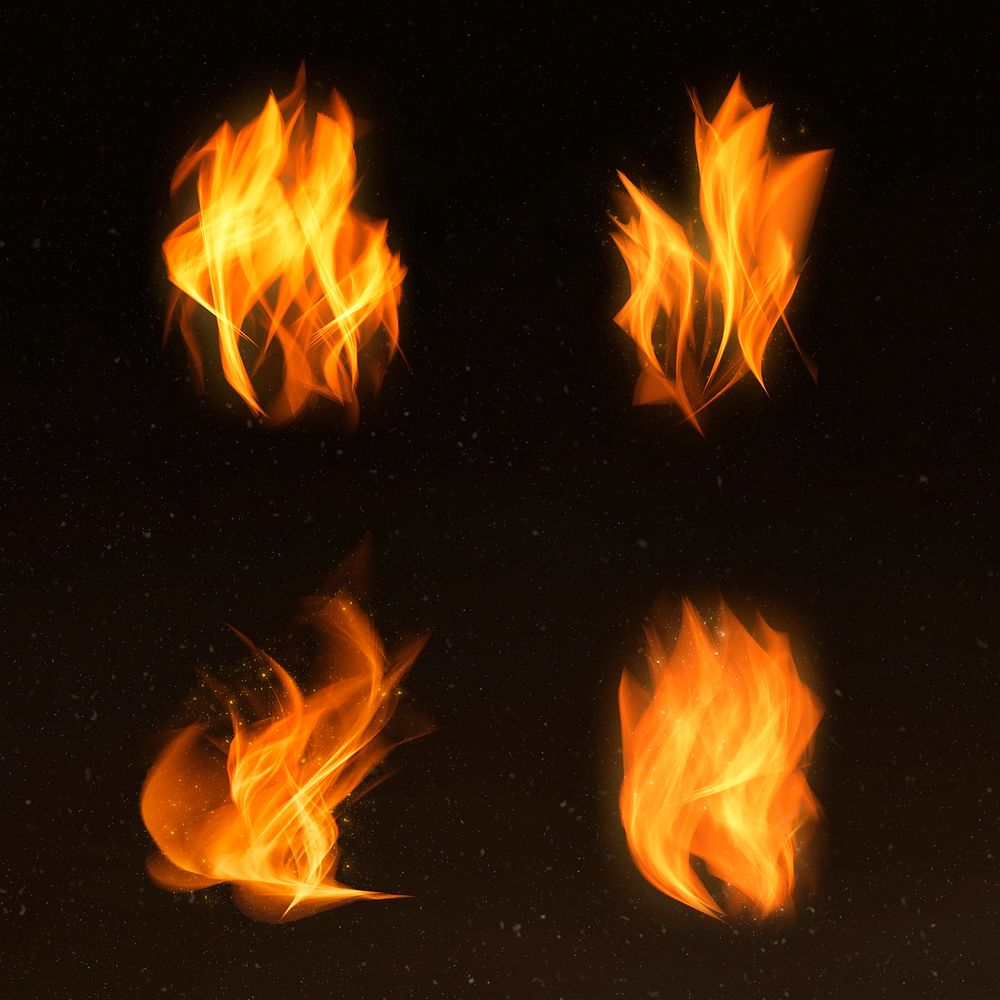 Dramatic fire flame graphic element set