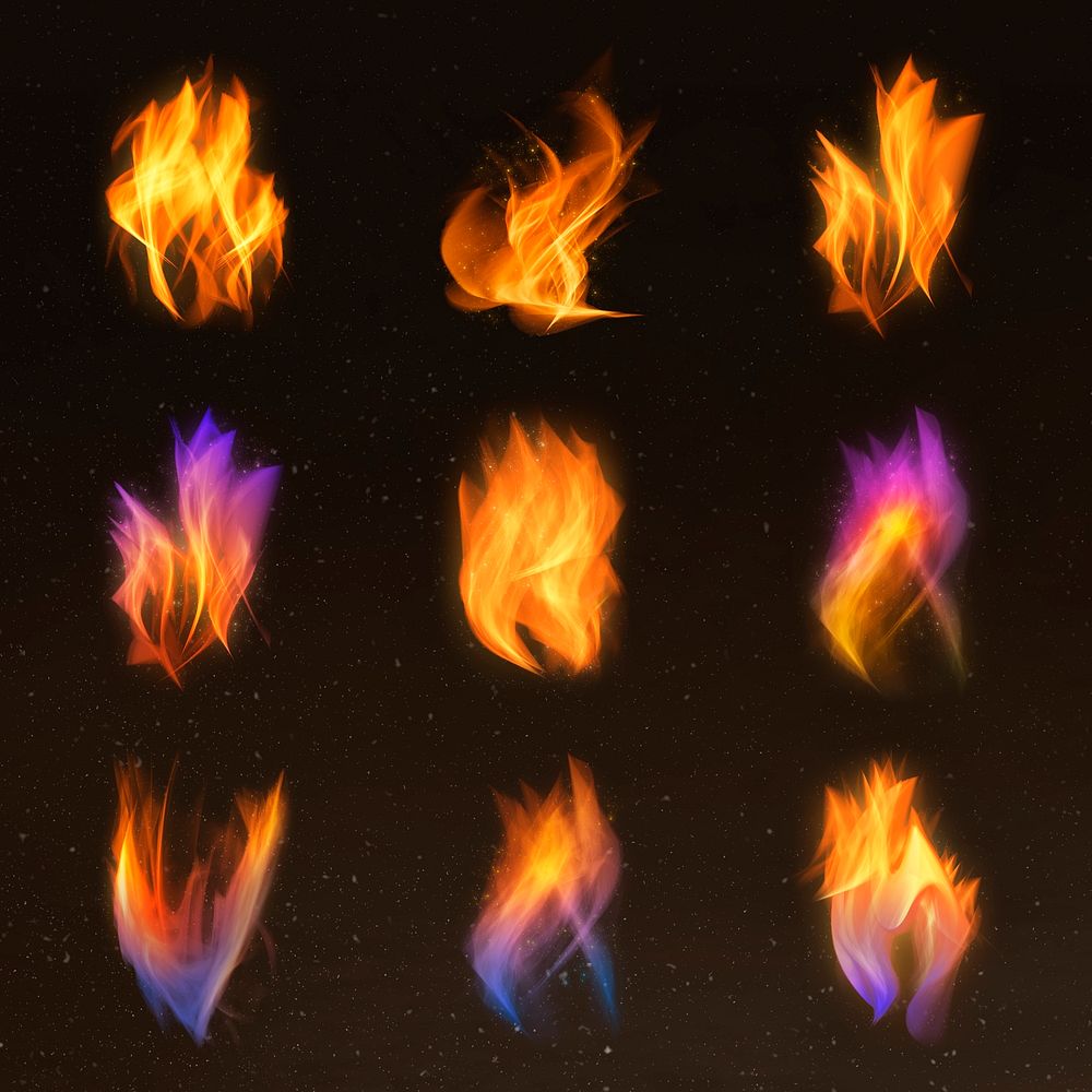Burning fire flame graphic element collection