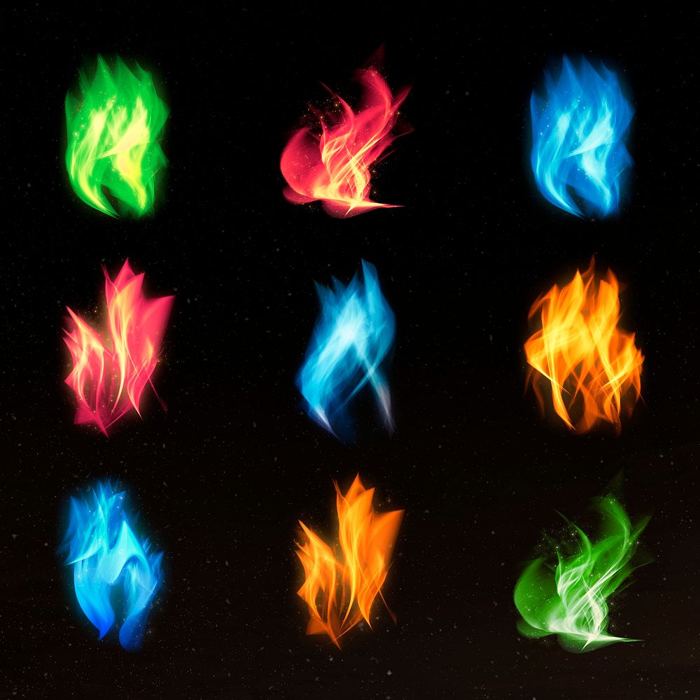 Fire flame graphic element collection