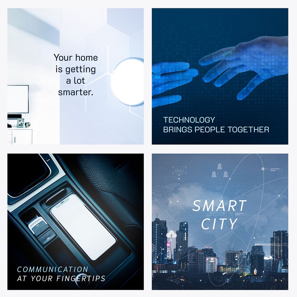 Smart city technology psd template set