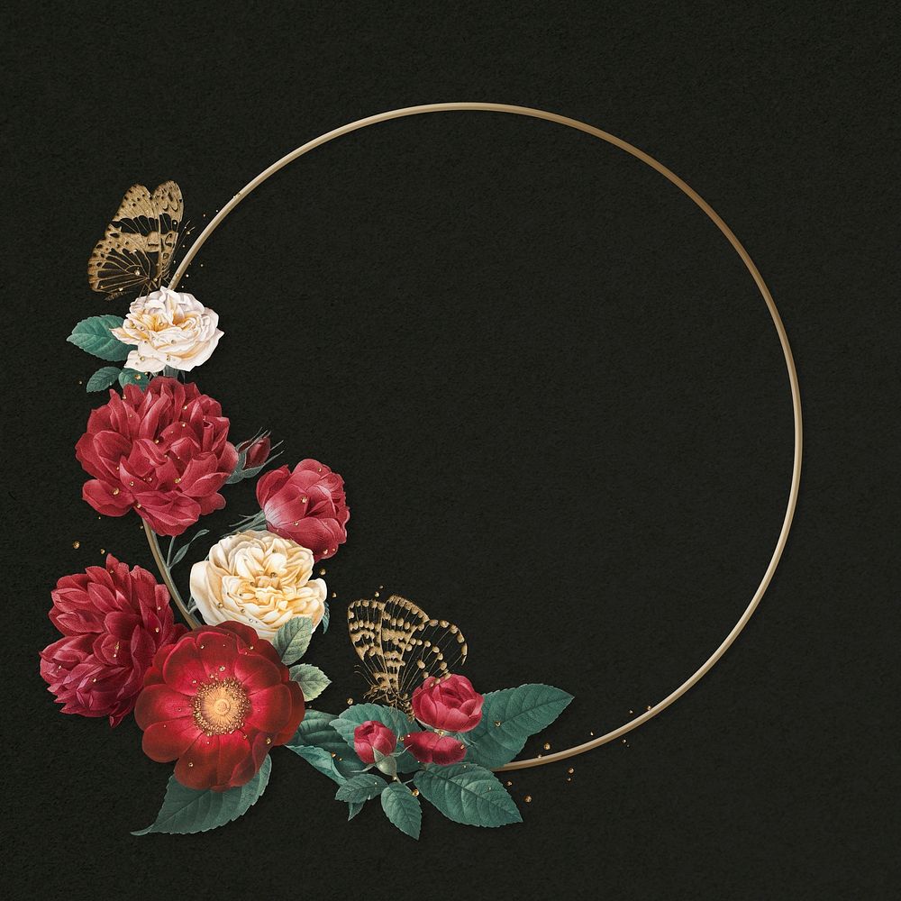 Elegant spring rose gold psd frame watercolor illustration