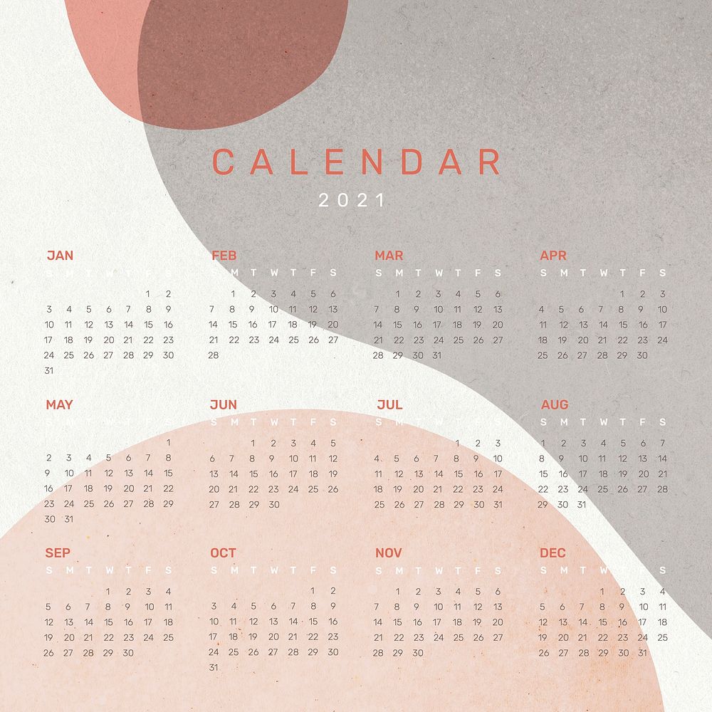 2021 calendar printable template vector social media post set abstract background