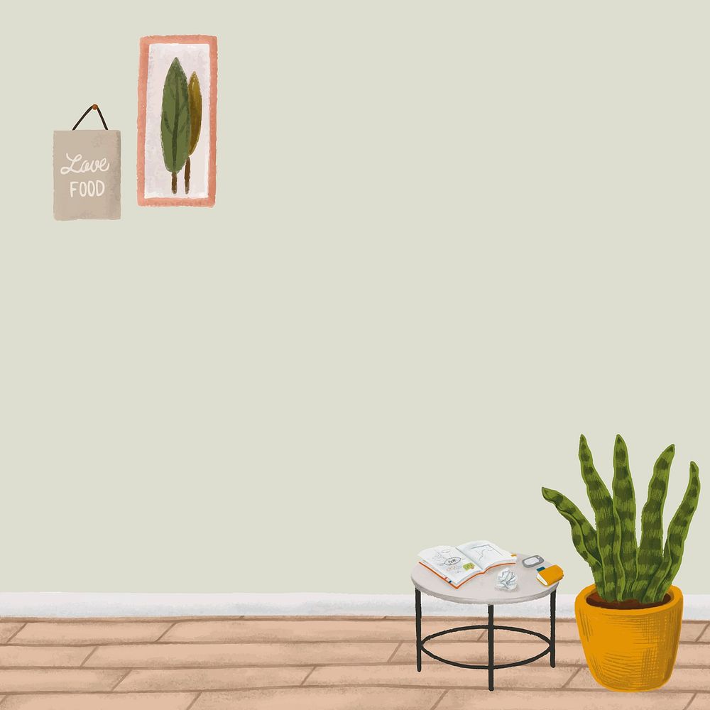 Snake plant green background vector cute interior drawing