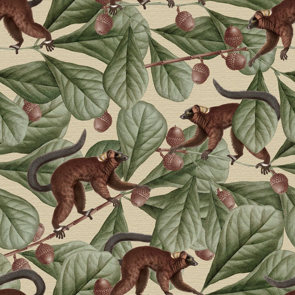 Lemur seamless pattern psd background