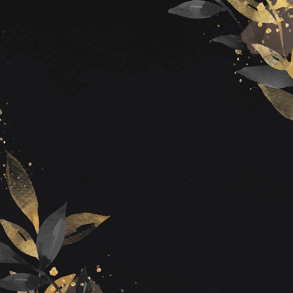 Golden leaf black background vector  social media wallpaper