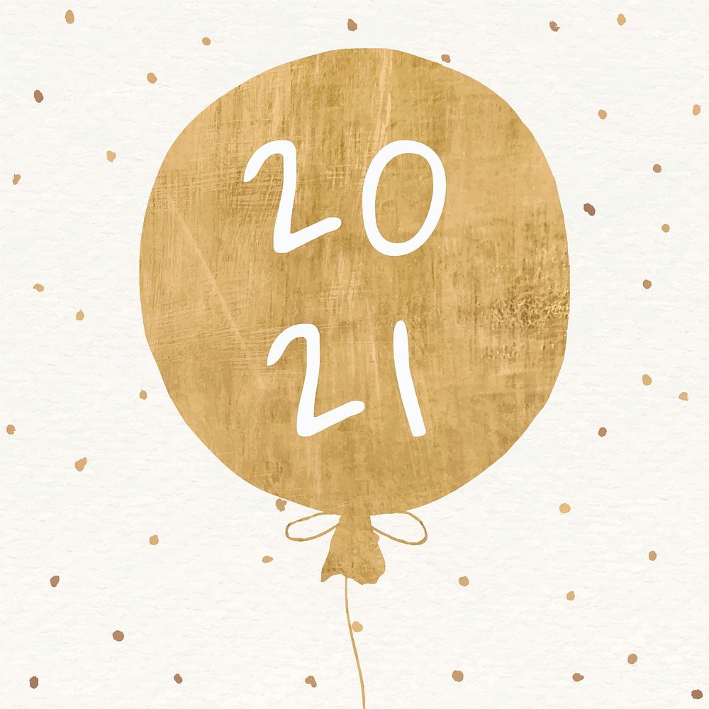 2021 gold balloon editable template vector celebration social media post