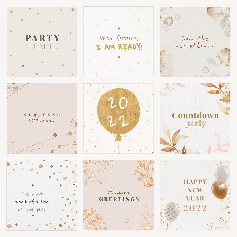 Instagram post template vector for new year set
