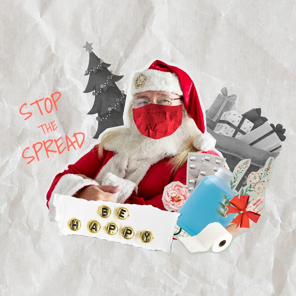 New normal Christmas celebration psd be happy and stop the spread