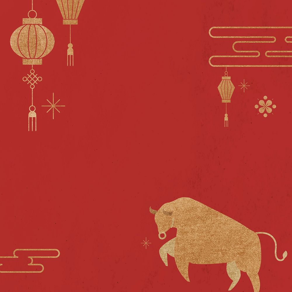 Year of ox file red border background