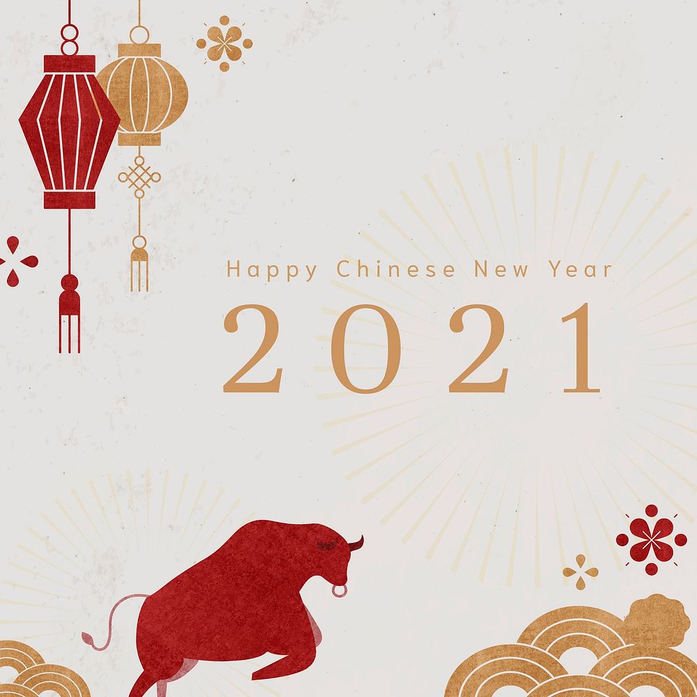 2021 Chinese Ox Year psd social media post