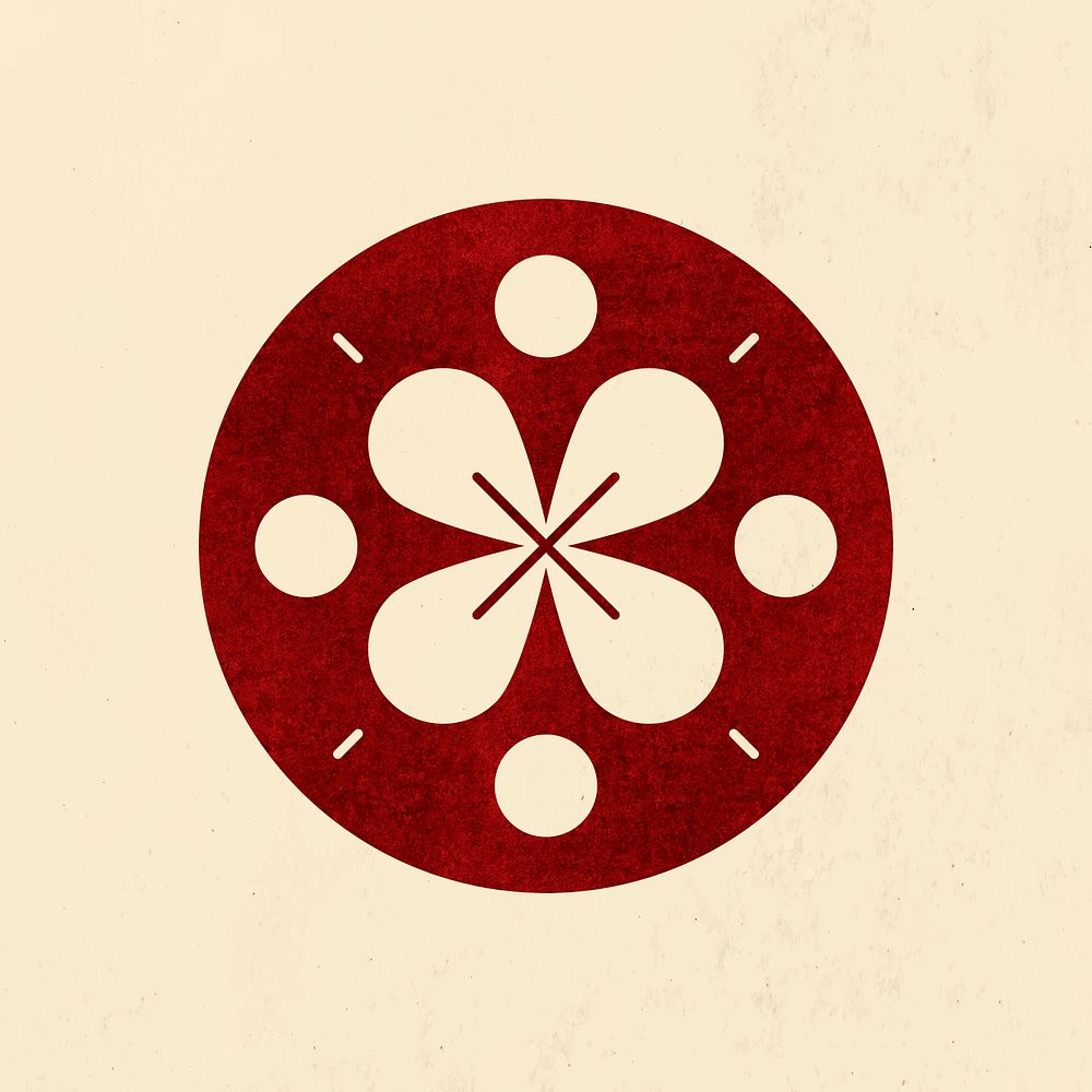 Traditional Chinese flower psd red illustration